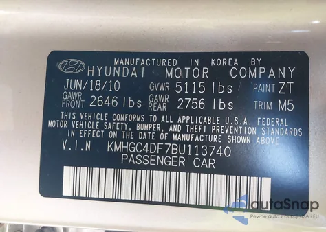 2011 Hyundai Genesis 4.6 из США, поврежденный, VIN KMHGC4DF7BU113740